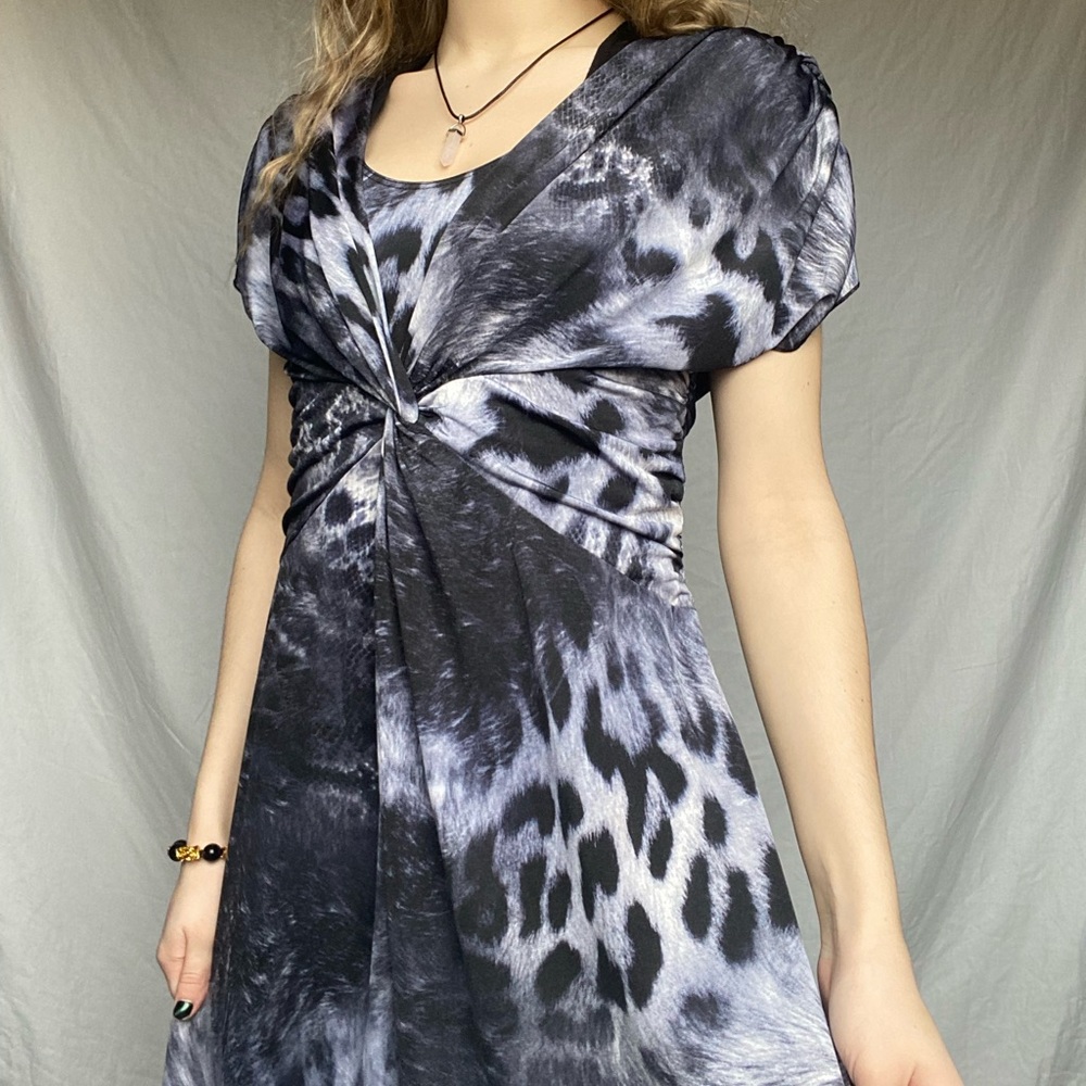 Bisou Bisou Blue Dyed Shortsleeved Long Maxi Dress